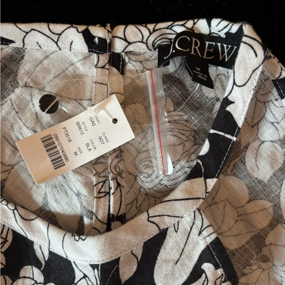 J. Crew Black and White Floral Halter Camisole